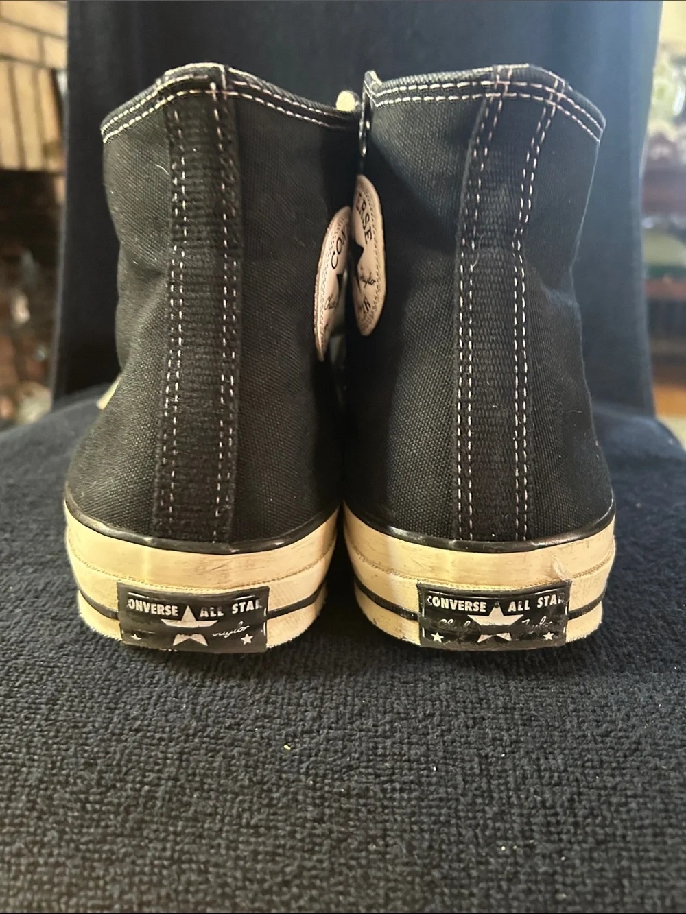 Chuck Taylor Converse All Star 70 Canvas Black High Top Sneakers w White Toe Cap